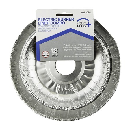 Home Plus Home Plus Durable Foil Assorted in. W Electric Burner Liner Silver 12 pk D62120